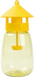 FlyLock Indoor and Outdoor Fruit Fly Trap, the yellow lure trap with a pagoda lid and a translucent chamber