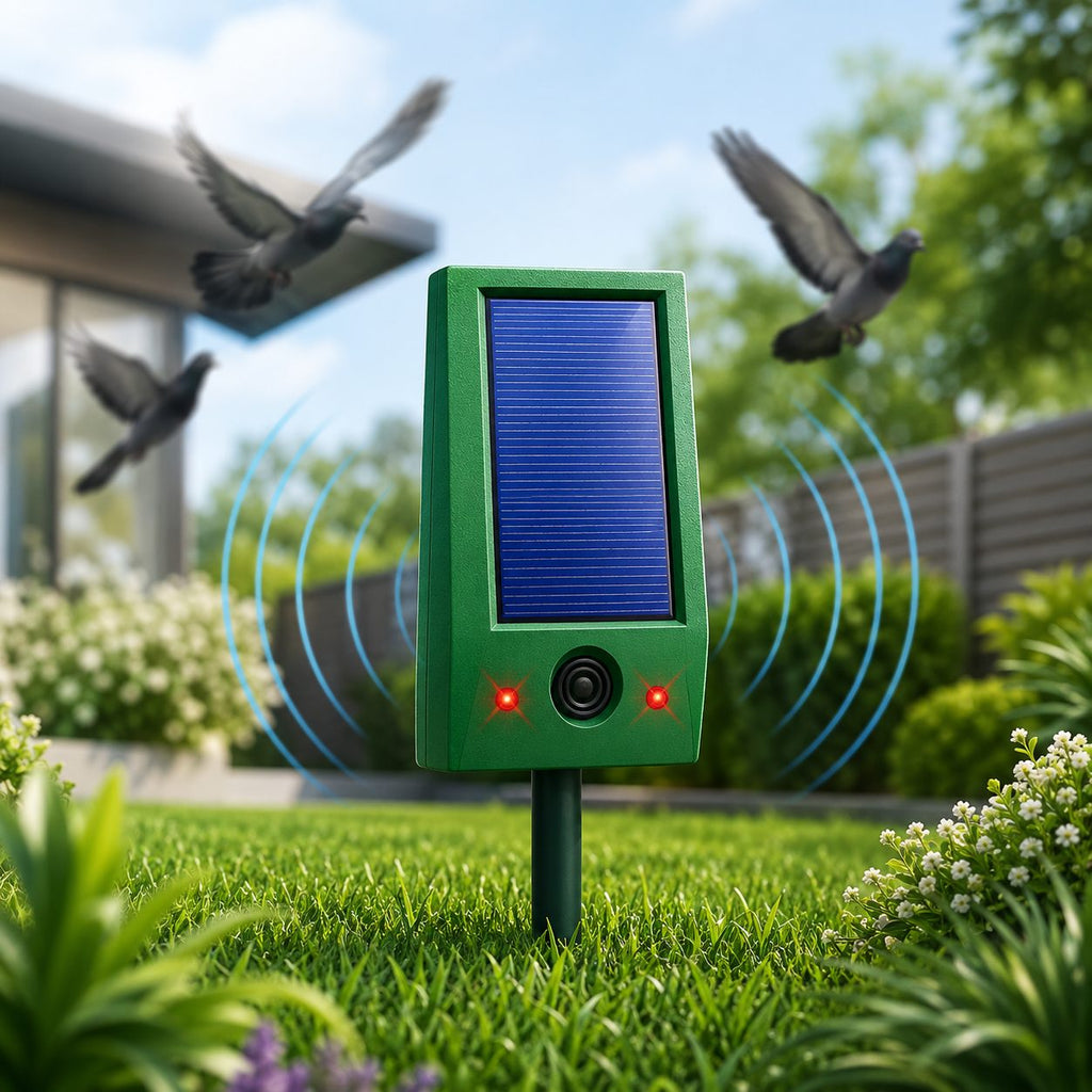 IonAway in a garden as pigeons lift away