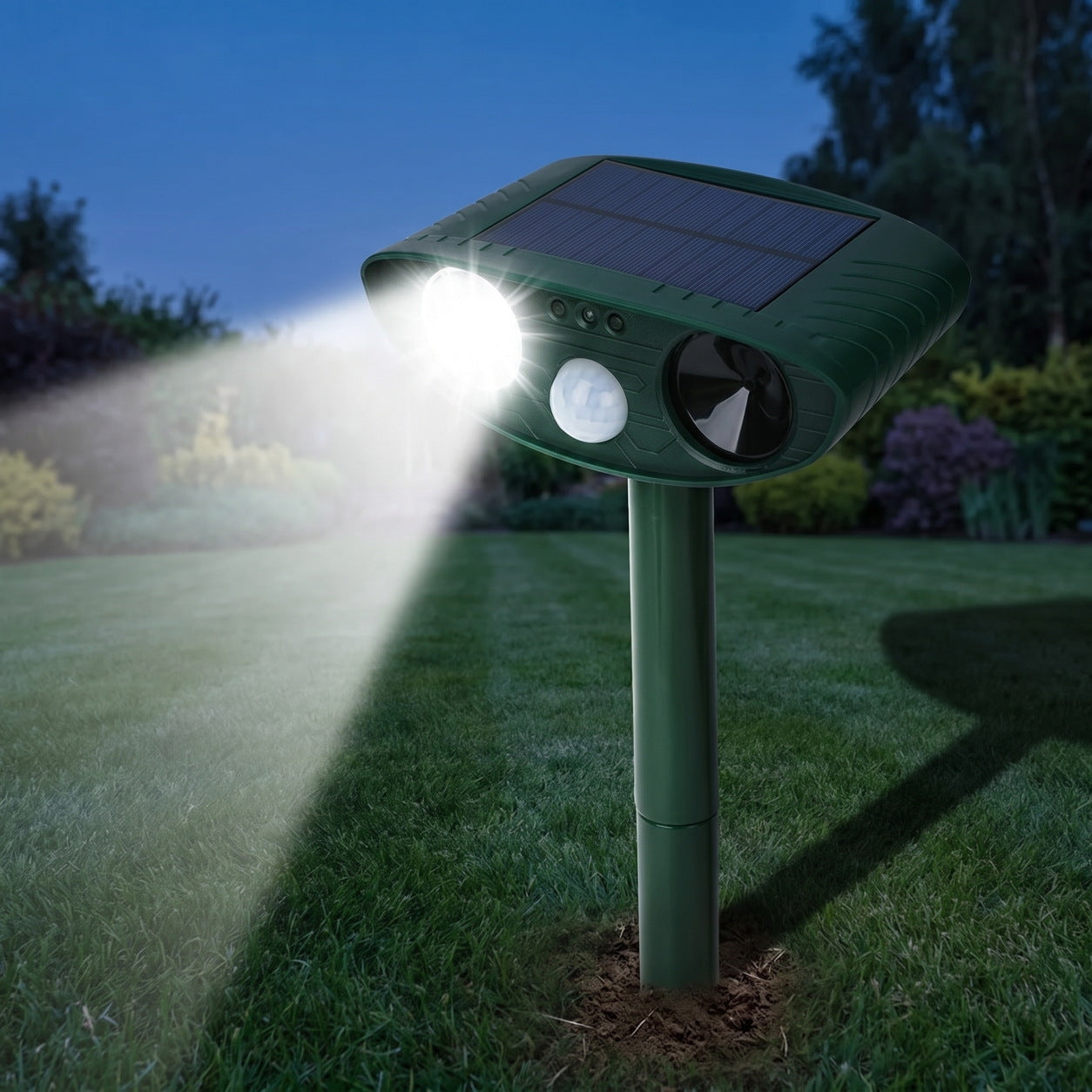 Perimeter Sentry after dark, LED flashing on a motion trigger