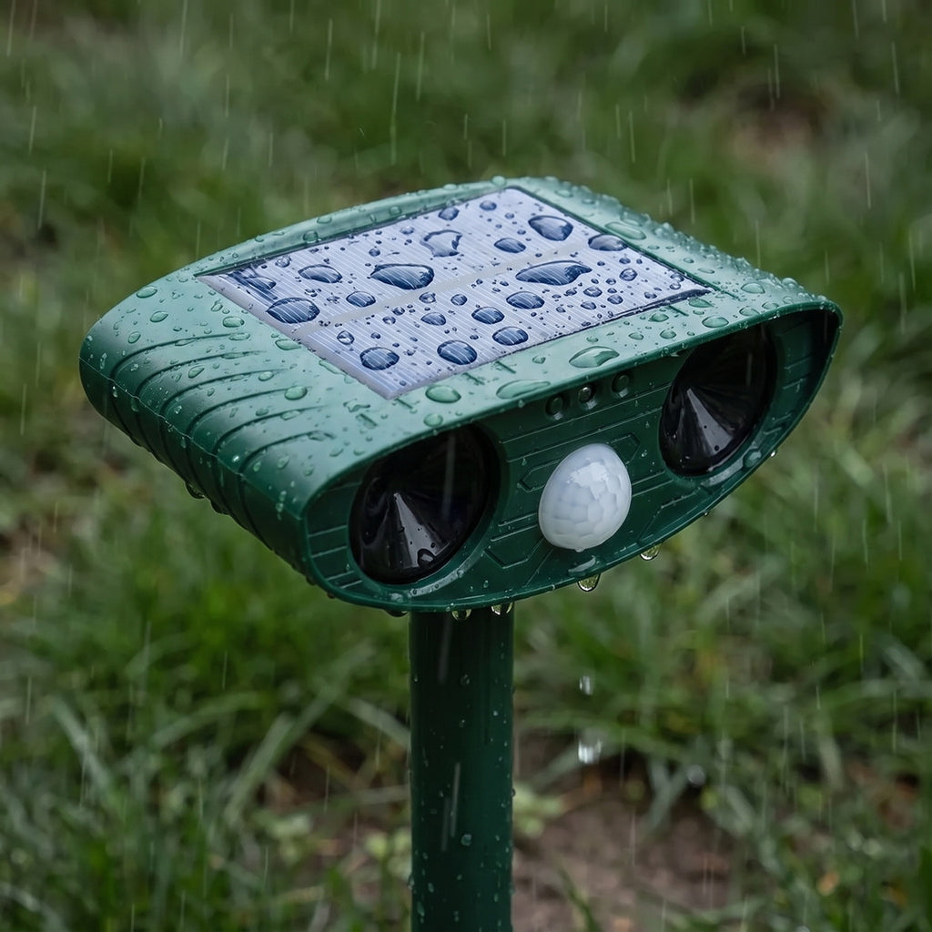 Perimeter Sentry outdoors in the rain, IP44 rain and splash resistant